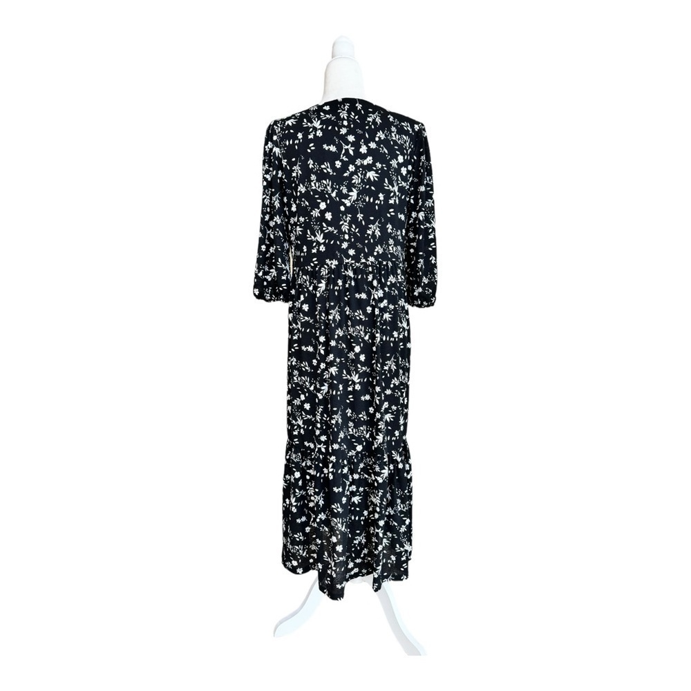 Jane and Delancey Black Floral Stretch High Waist A Line Midi Womens Size M - Picture 3 of 15